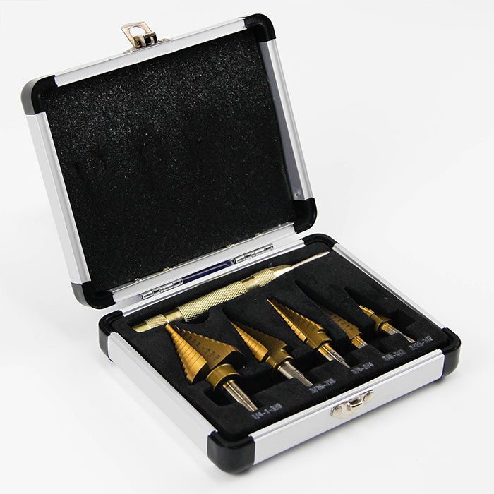 6PCS Sets Step Drill Bit-Straight Flute-Tin-Coated